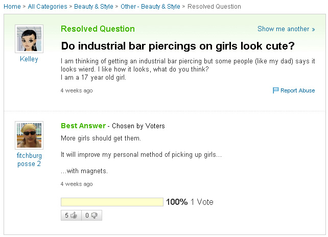 Snarky Responses to Yahoo! Answers
